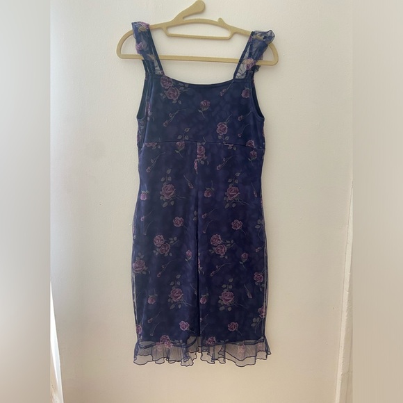 Vintage y2k mini dress coquette flower print - Picture 2 of 4